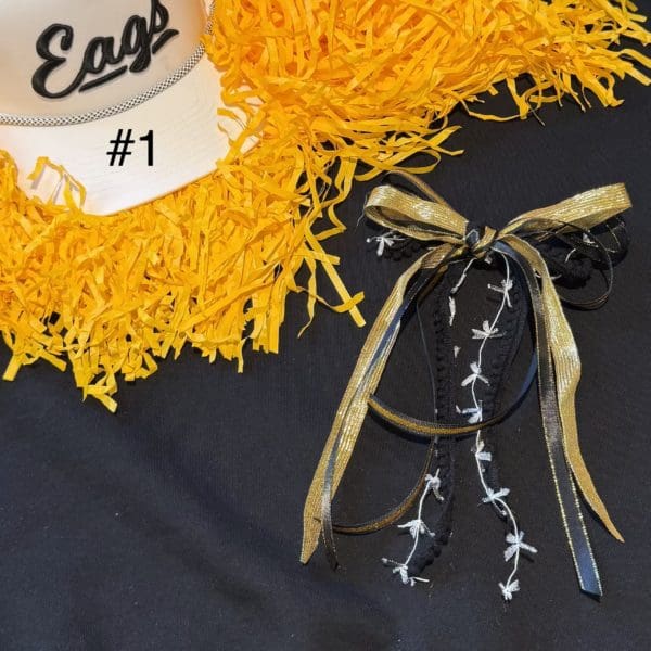 Hand Tied Black & Gold Bow