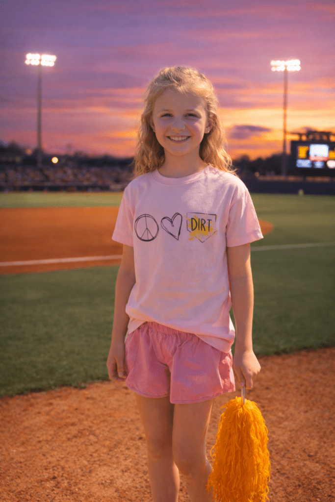 Peace, Love, DIRT! Youth Tee - Pink